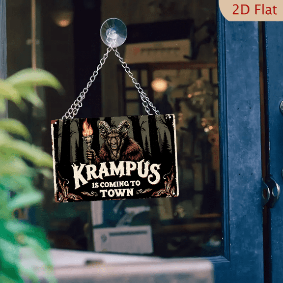 1pc Metal Wall Sign, 8x12 Inches, Krampus is Coming to Town Decorative Sign, Perfect for Holiday Decor, Home, Cafe, Bar, Garden, and Porch Decoration, Unique Gift Idea, Seasonal Wall Art