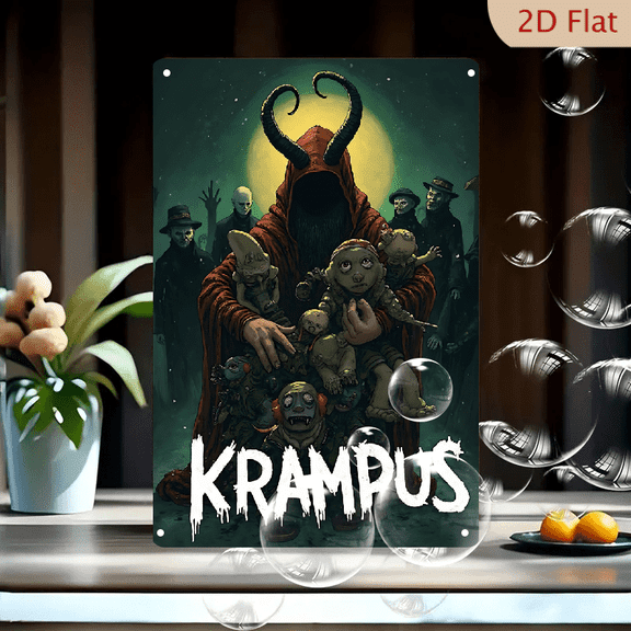 1pc Metal Wall Sign, 8x12 Inches, Krampus Holiday Decorative Sign, Perfect for Christmas Decor, Ideal for Indoor, Outdoor, Porch, Garage, Home, Cafe, Bar, Garden, Party