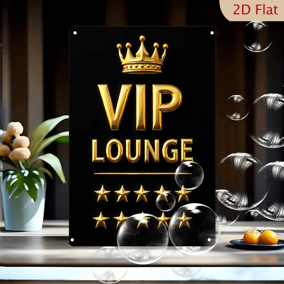 1pc Metal Wall Sign, 8x12 Inches, Luxury VIP LOUNGE Crown & Stars Exclusive Club Metal Tin Sign, Ideal for Home Bar, Man Cave, Club, Pub, Cafe, Office, Hotel