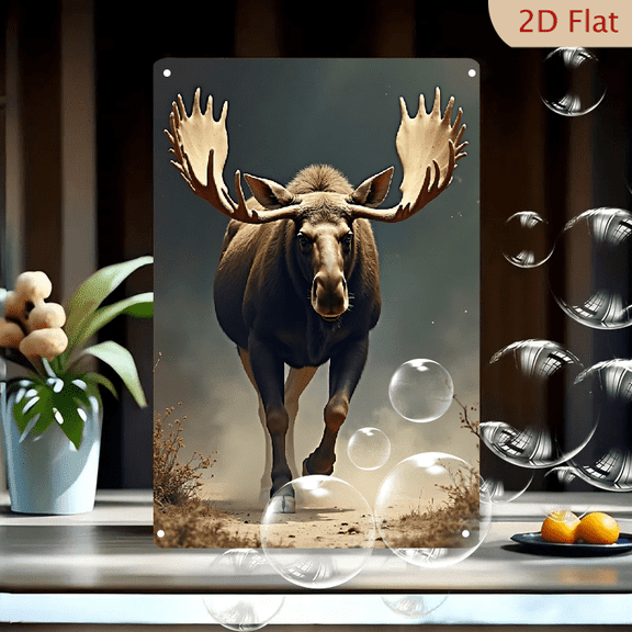 1pc Metal Wall Sign, 8x12 Inches, Majestic Moose Wildlife Decor Sign, Perfect for Outdoor, Cabin, Lodge, Home, Garden, Bar, and Restaurant Decor, Unique Holiday Gift