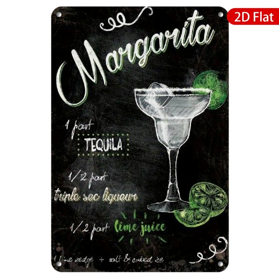1pc Metal Wall Sign, 8x12 Inches, Margarita Cocktail Recipe Design, Rustproof & UV Protected, Perfect for Home Bar, Kitchen, Cafe, or Restaurant Decor, Unique Gift Idea, Durable Metal Artwork