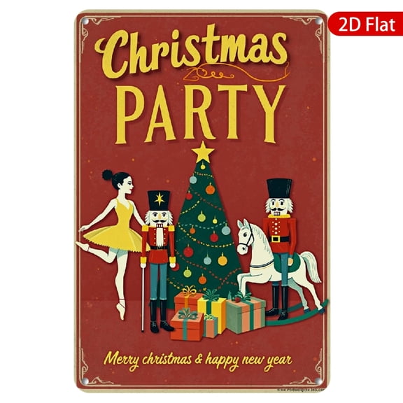 1pc Metal Wall Sign, 8x12 Inches, Merry Christmas & Happy New Year Theme, Featuring Nutcracker and Christmas Tree Design, Ideal for Holiday Decor, Perfect for Home, Cafe, Bar, or Party Decoration