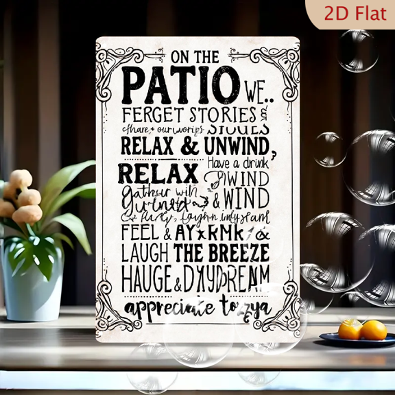 1pc Metal Wall Sign, 8x12 Inches, "On the Patio" Inspirational Quote Decorative Sign, Perfect for Home, Garden, Outdoor, Cafe, Bar, Porch