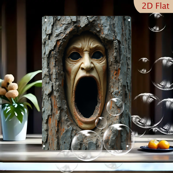 1pc Metal Wall Sign, 8x12 Inches, Scary Tree Face Decorative Sign, Perfect for Halloween Decorations, Ideal for Home, Garden, Porch, Bar, and Cafe Decor, Unique Art for Spooky Vibes