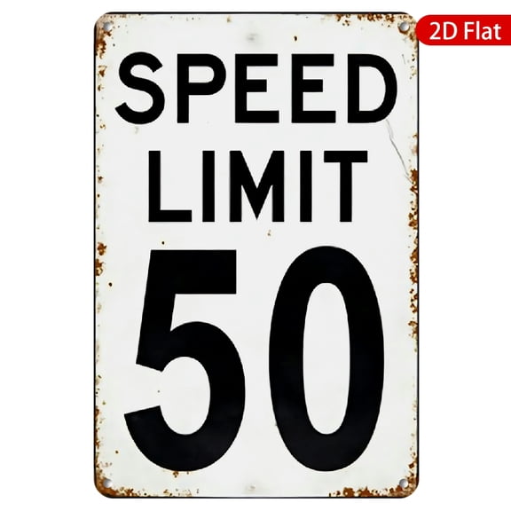 1pc Metal Wall Sign, 8x12 Inches, Speed Limit 50, Durable & Weather-Resistant, Perfect for Roadsides, Garage, Man Cave, Home Decor, Rustic Design, Metal Traffic Sign, Easy to Mount, Vintage Look