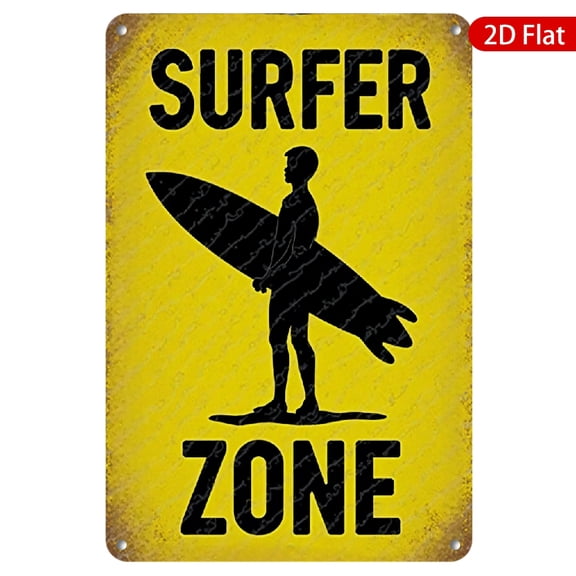 1pc Metal Wall Sign, 8x12 Inches, Surfer Zone Design, Rustproof & UV Protected, Perfect for Beach House, Surf Shack, Garage, Outdoor Patio, Home Decor, Gift for Surfers, Vintage Style Metal Sign