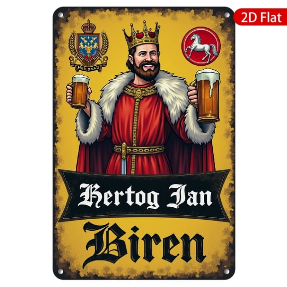 1pc Metal Wall Sign, 8x12 Inches, Vibrant King Illustration with Beer, Rustproof & UV Resistant, Perfect for Home Bar, Pub, Man Cave, or Kitchen Decor