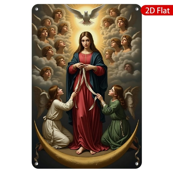 1pc Metal Wall Sign, 8x12 Inches, Vintage Angelic Artwork, Rustproof & UV Protected, Perfect for Home Decor, Religious Themes, Garden, Cafe, Bar, Inspirational Wall Art, Unique Metal Decor