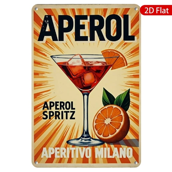 1pc Metal Wall Sign, 8x12 Inches, Vintage Aperol Spritz Design, Rustproof & UV Protected, Perfect for Home Bar, Kitchen, Cafe, Restaurant Decor, Retro Style Beverage Sign