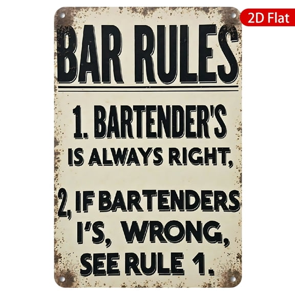 1pc Metal Wall Sign, 8x12 Inches, Vintage Bar Rules Design, Rustproof & UV Protected, Perfect for Home Bars, Cafes, Restaurants, Man Caves, Decorative Wall Art, Humorous Signage, Indoor & Outdoor Use
