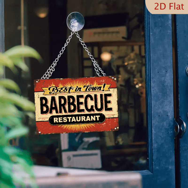 1pc Metal Wall Sign, 8x12 Inches, Vintage Barbecue Restaurant ...