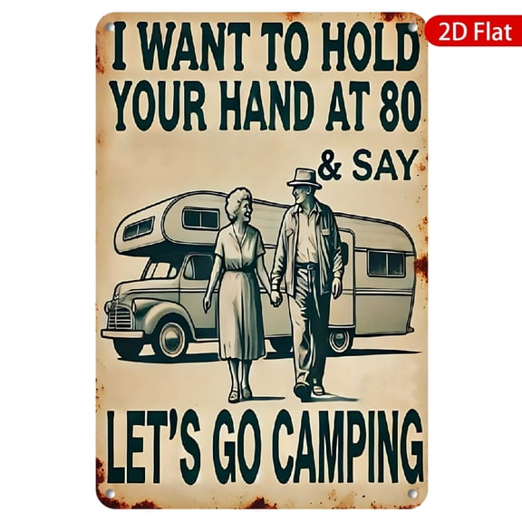 1pc Metal Wall Sign, 8x12 Inches, Vintage Camping Theme, Rustproof & UV Resistant, Perfect for Home, RV, Cabin, or Camping Decor, Great Gift for Couples and Adventure Lovers, Nostalgic Travel Art