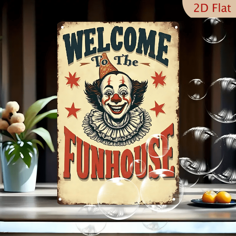 1pc Metal Wall Sign, 8x12 Inches, Vintage Clown Welcome to the Funhouse ...