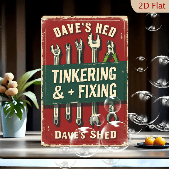 1pc Metal Wall Sign, 8x12 Inches, Vintage Dave's Shed Tinkering & Fixing Tools Poster, Retro Garage Workshop Decor, Man Cave Metal Plaque, Ideal for Mechanic Shop, DIY Enthusiasts, Home Bar,