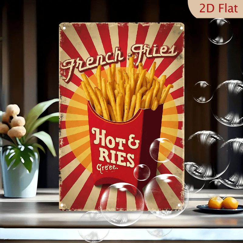 1pc Metal Wall Sign, 8x12 Inches, Vintage French Fries Tin Sign, Retro ...