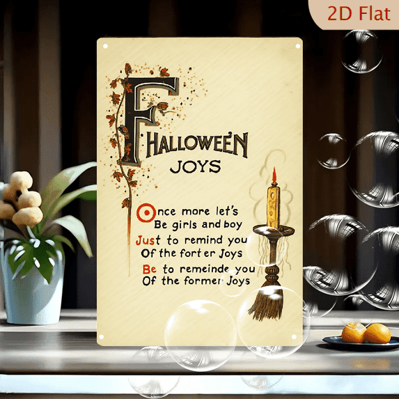 1pc Metal Wall Sign, 8x12 Inches, Vintage Halloween Joys Decorative ...