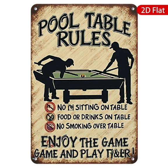 1pc Metal Wall Sign, 8x12 Inches, Vintage Pool Table Rules Design, Rustproof & UV Protected, Perfect for Game Rooms, Bars, Man Caves, Billiard Halls, Home Decor, Pool Hall Sign