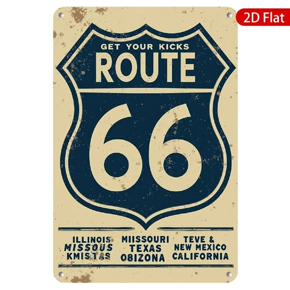 1pc Metal Wall Sign, 8x12 Inches, Vintage Route 66 Design, Rustproof and UV Protected, Perfect for Home, Garage, Bar, Cafe, Man Cave, Retro Wall Art, Great Gift Idea