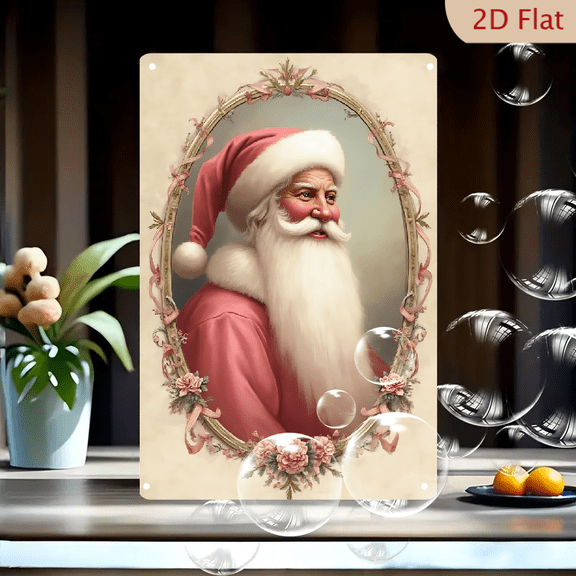 1pc Metal Wall Sign, 8x12 Inches, Vintage Santa Claus Decorative Sign, Perfect for Holiday Decor, Home, Cafe, Bar, and Garden, Ideal for Christmas Decorations, Festive Wall Art, Charming