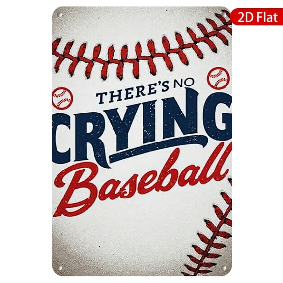 1pc Metal Wall Sign, 8x12 Inches, Vintage Style "There's No Crying in Baseball" Design, Rustproof & UV Protected, Perfect for Sports Theme Decor, Man Cave, Garage, Home, Office