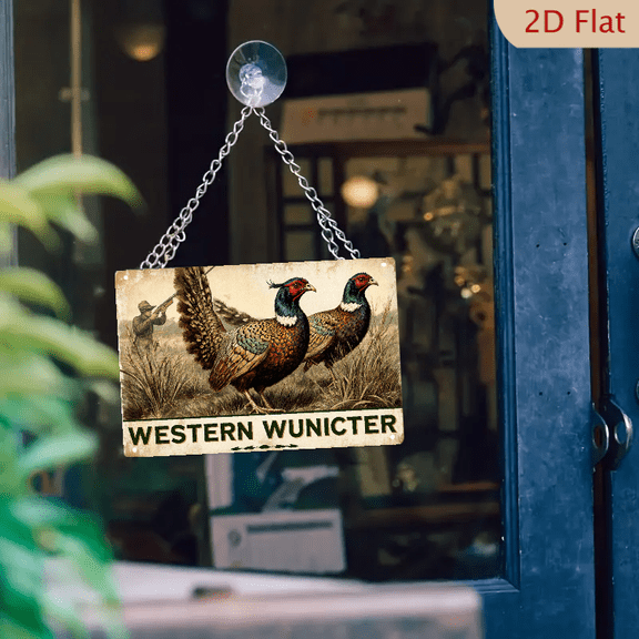 1pc Metal Wall Sign, 8x12 Inches, Vintage Western Wunicter Hunting Scene with Pheasants Decorative Sign, Ideal for Home, Cabin, Lodge, Man Cave, Restaurant, Bar, Farmhouse Decor