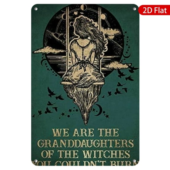 1pc Metal Wall Sign, 8x12 Inches, Vintage Witchcraft Design, Inspirational Quote: "We Are the Granddaughters of the Witches You Couldn't Burn," Rustproof & UV Protected, Perfect for Home