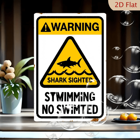 1pc Metal Wall Sign, 8x12 Inches, Warning Shark Sighted Decorative Sign, Perfect for Beach House, Pool Area, or Oceanfront Decor, Ideal for Safety Awareness