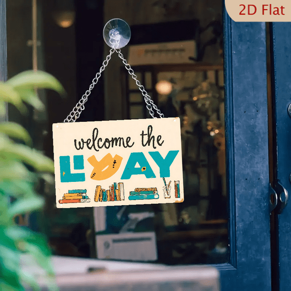 1pc Metal Wall Sign, 8x12 Inches, "Welcome the LAY" Book Themed Retro Decorative Sign, Ideal for Home, Office, Library, Study Room, Classroom, Cafe, Bar Decor, Vintage Style Wall Art