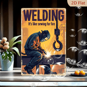 1pc Metal Wall Sign, 8x12 Inches, Welding Art Decorative Sign, Features Catchy Phrase Welding Its Like Sewing for Fire, Perfect for Workshops, Garages, Man Caves, Home Decor, Industrial Theme