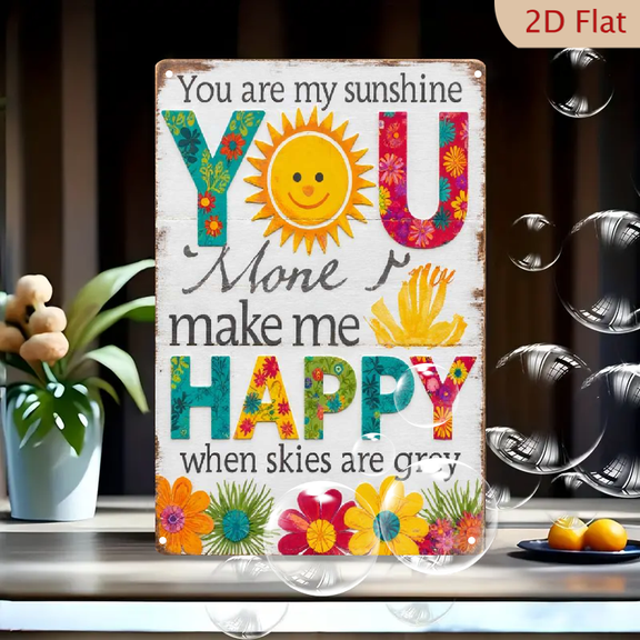 1pc Metal Wall Sign, 8x12 Inches, You Are My Sunshine Inspirational Quote Sign, Perfect for Home, Nursery, Cafe, Gift Shop, Garden Decor, Cheerful Wall Art