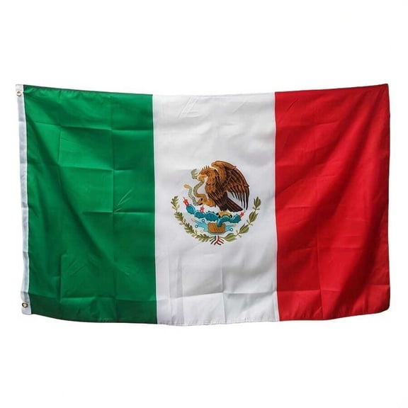1pc Mexican Flag Vivid Colors And Fade Resistant Double Stitching With Brass Grommet, 3x5 Feet Mexico Flags Decor