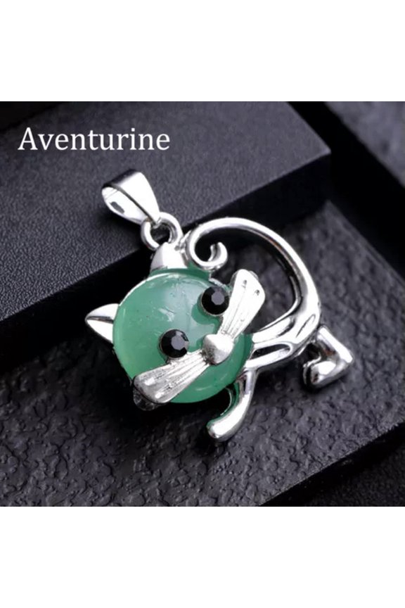 1pc Mini Cat Bowknot Crystal Pendant Chakra Quartz Gemstone Reiki Healing Gift