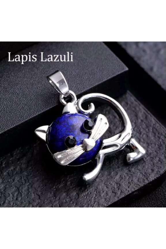 1pc Mini Cat Bowknot Crystal Pendant Chakra Quartz Gemstone Reiki Healing Gift