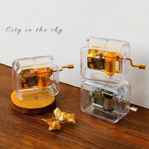 1pc Mini Creative Acrylic Music Box Hand Windup Metal Movement Octave Box Transparent Birthday Valentine's Day New Year Gift