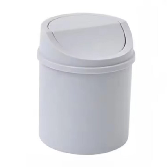 1pc Mini Desktop Trash Can with Lid - Cylindrical Tabletop Waste Bin, Easy To Clean Screw-Off Cap for Office and Coffee Bar