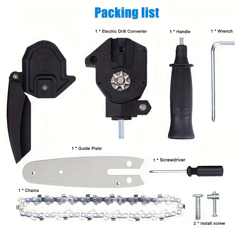 1pc Mini Electric Drill Chainsaw, 6 Inch Electric Chain Saw Drill Attachment, Chain Saw Drill