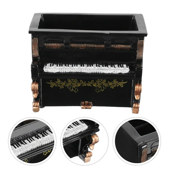Vintage Piano Shaped Resin Planter for Succulent Plants Black Desktop Decoration 1pc Mini
