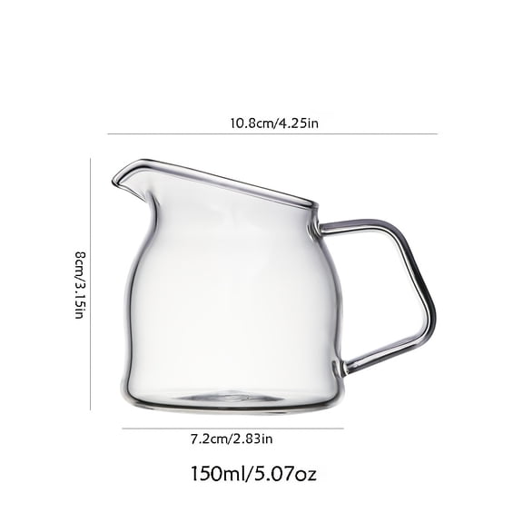 1pc Mini Glass Milk Pitcher with Slanted Spout - Microwave Safe, Reusable Coffee Cup for Sauces, Honey, and Syrup- Perfect for Home and Restaurant Use-150ml/5.07oz