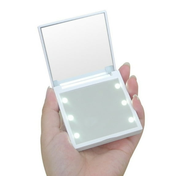 1pc Mini LED Makeup Mirror, Square Handheld Portable Folding Mirror, Carry-on Double-sided Makeup Mirror, High-definition Makeup Mirror