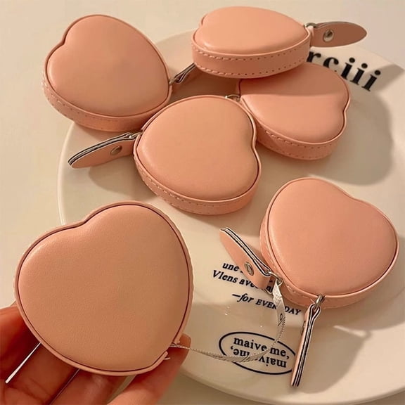1pc Mini Retractable Heart Shaped Tape Measure 1 5m For Waist Bust Girth Measurement Portable Home Use