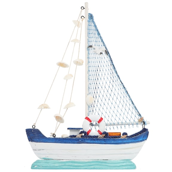 1pc Mini Wooden Sailboat Model Creative Sailing Boat for Desktop Decoration