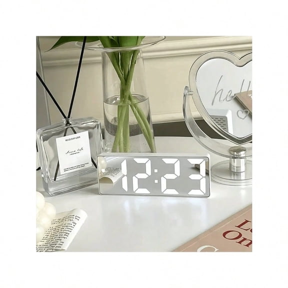 1pc Minimalist Mirror Alarm Clock, High-Definition Smart LED Clock With Temperature Display,