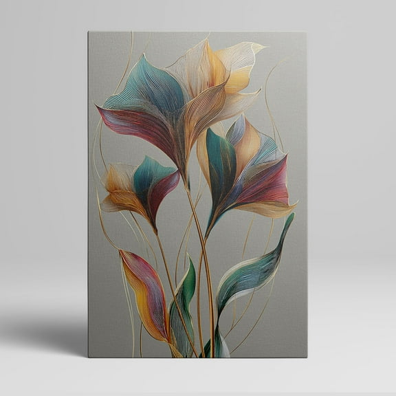 1pc Modern Abstract Floral Canvas Wall Art with Color - Rich Petals and Delicate Lines, Framed Decor room hanging Wall Picture Decor for Home Gifts, living room, bathroom, bedroom, kitchen wall art