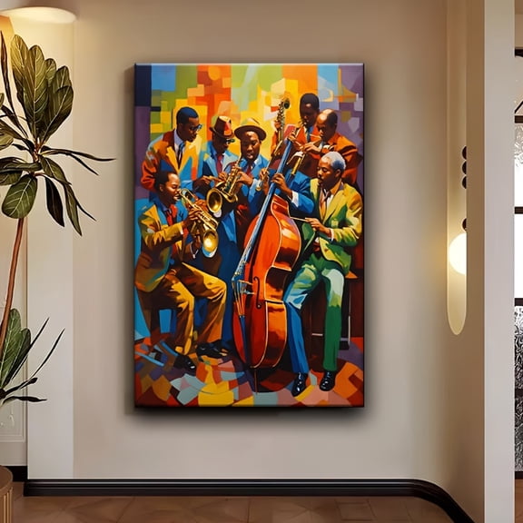 1pc Modern African American Jazz Band Canvas Wall Art, Vibrant Multi-Purpose Wall Hanging Decor, Ideal for Home, Office, and Holiday Gifts