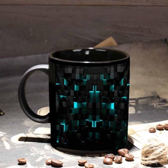1pc Modern Black Teal Coffee Mug Dishwasher Cup Home Office or Gifts Ideal Coffee Tea Milkshakes Birthdays Holidays Housewarming Stylish Tabletop Deco