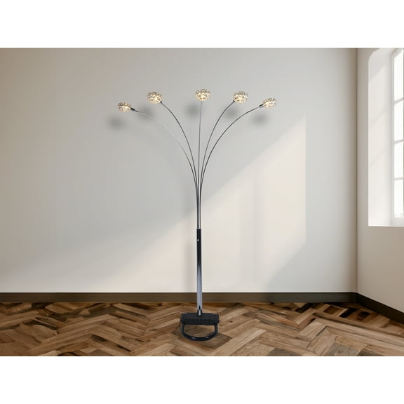 1pc Modern Design Classic Luxury Sleek Multi-head Floor Lamp Half Moon Radiant Crystal-encrusted Sleek Metallic Stems Living Room