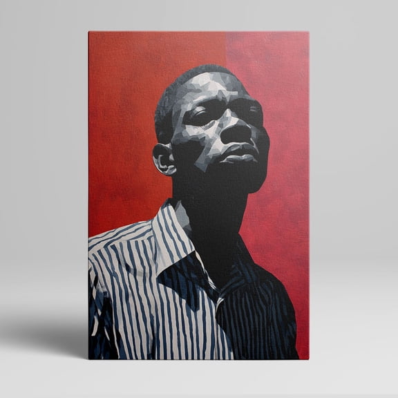 1pc Modern Geometric - styled Black Man Portrait Canvas Wall Art, Red - Background Framed Decor room hanging Wall Picture Decor for Home Gifts, living room, bathroom, bedroom, kitchen wall art