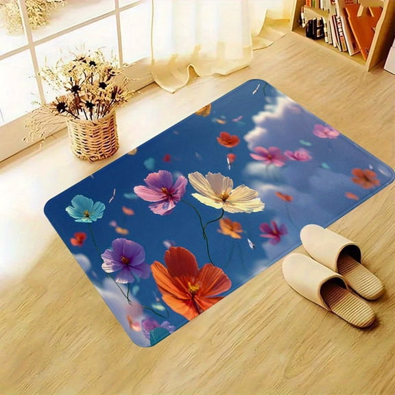 1pc Modern Style Carpet Doormat, Animated Film Depicting and Butterflies, for Bedroom Living Room Kitchen Home Indoor Holiday Decoration Fathers Day, Independence Day