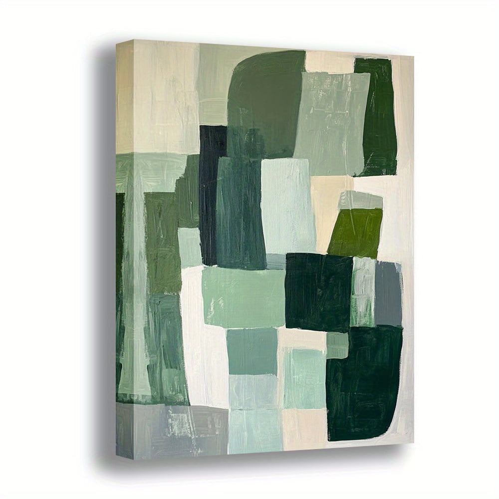 1pc Modern Vintage Green & White Square Canvas Wall Art - High-Quality ...