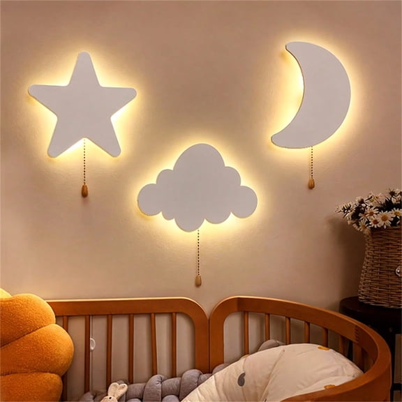 1pc Modern White Cloud Shaped LED Night Light Battery Powered Night Light Kids Childs Room Decor Wall Lights Wall Mounted Nursery Bedside Lamp Baby Gifts Bedroom De